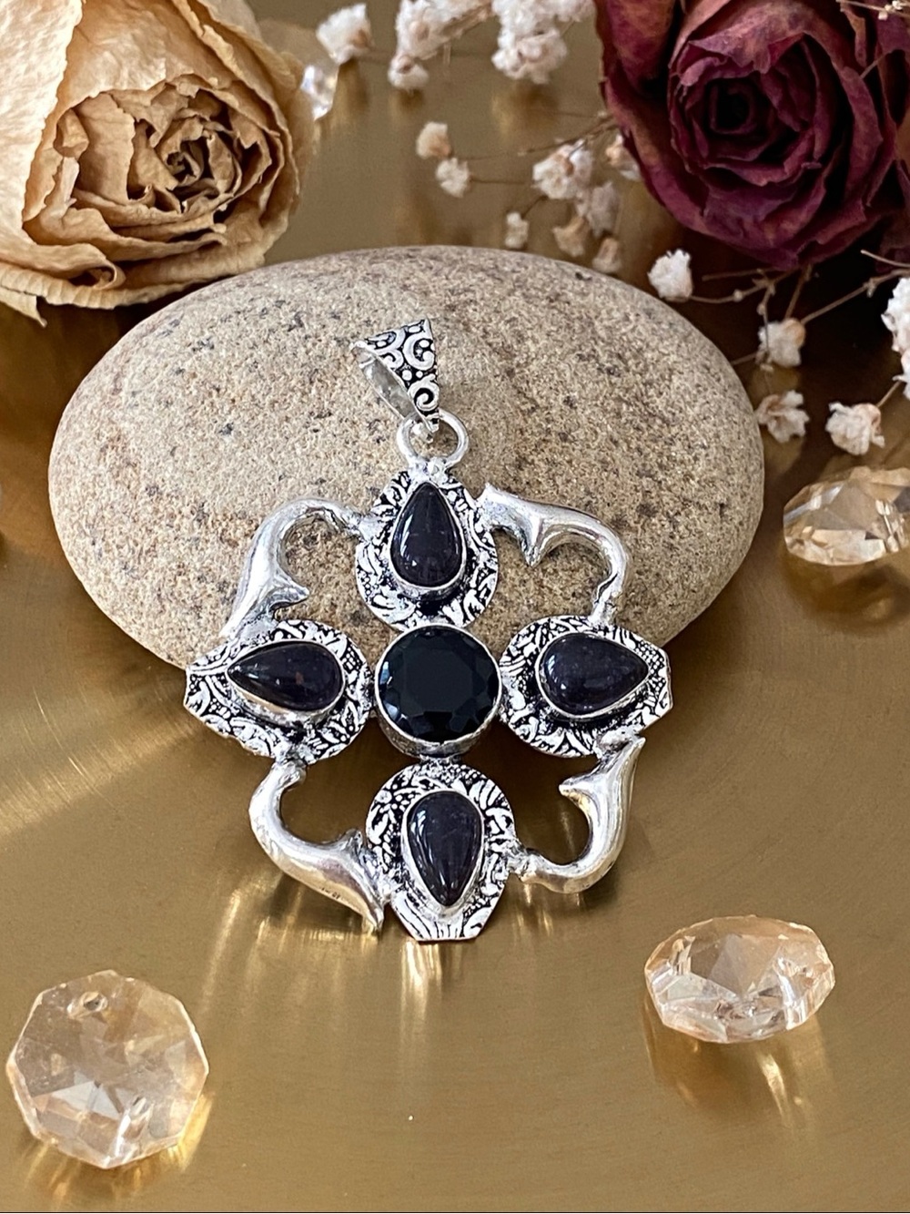 Black Onyx Hand Crafted Pendant